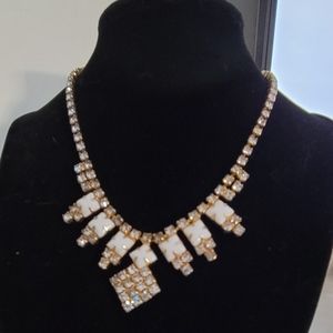 Vintage Milk Glass and Rhinestone Choker